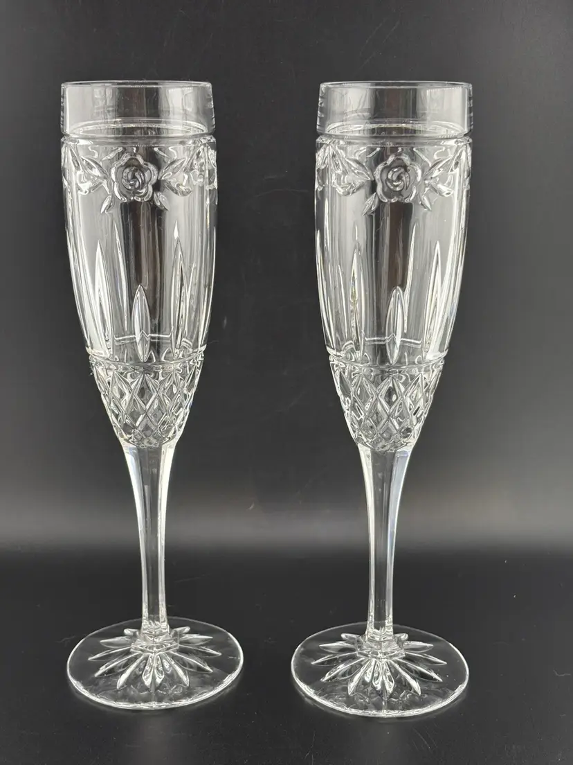 Wedding Champagne Flutes, Darnell by Noritake Heavy Crystal