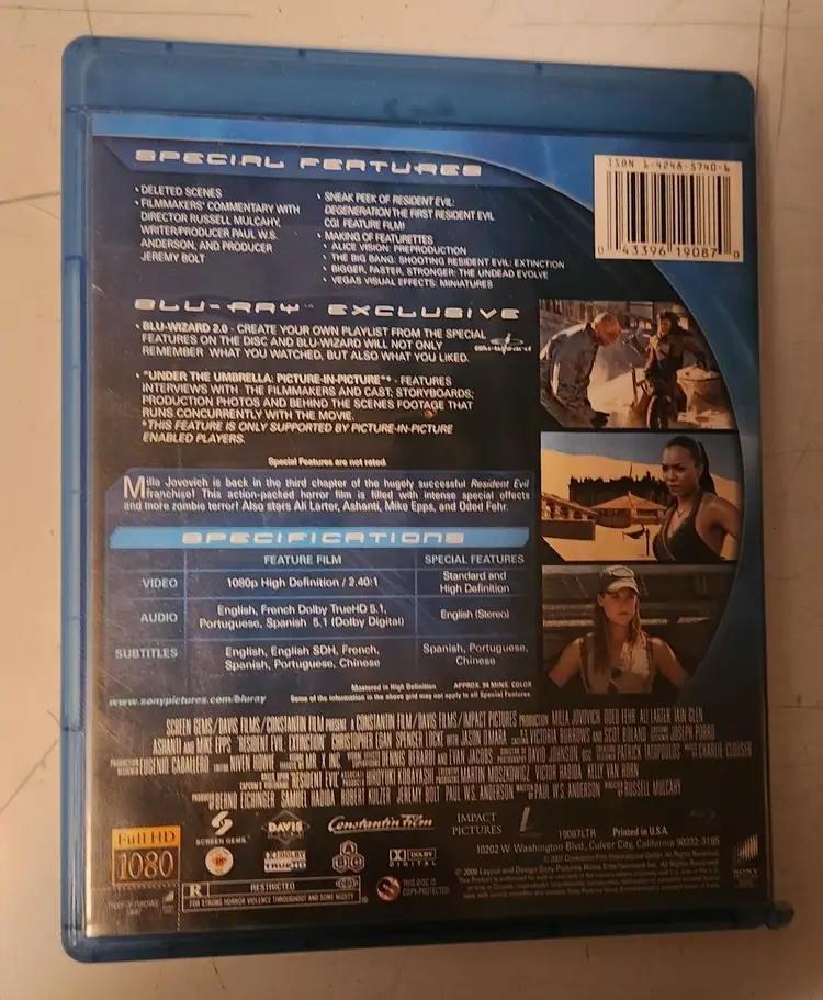 Resident Evil: Extinction Blu-ray - Action-Packed Sci-Fi Thriller