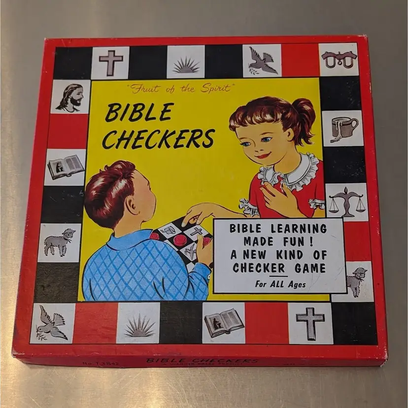 Vintage Bible Checkers Board Game Fruit of the Spirit Warner Press U.S.A.