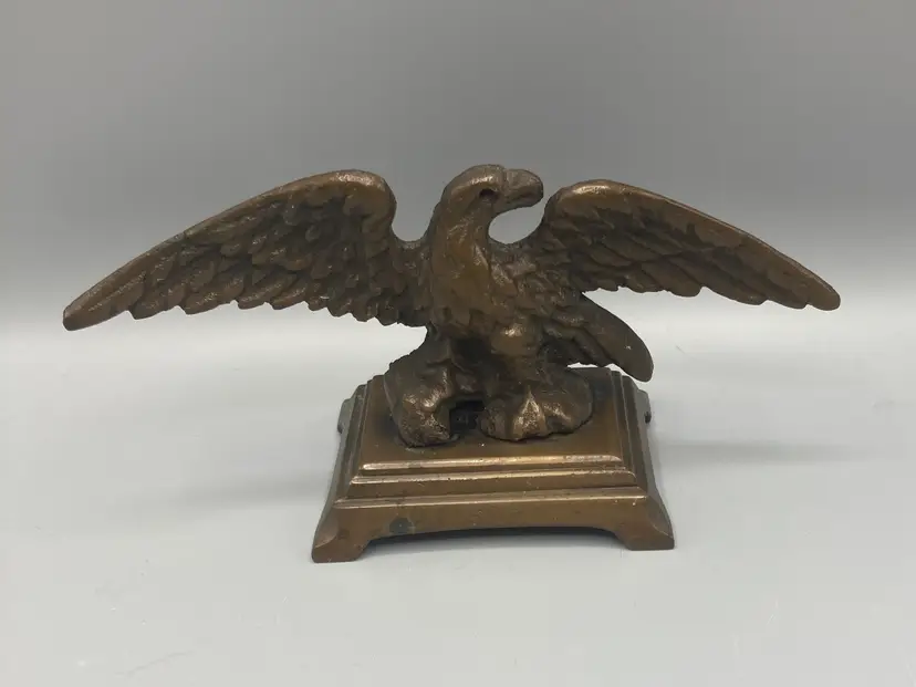 Vintage Brass Eagle Paperweight on Stand
