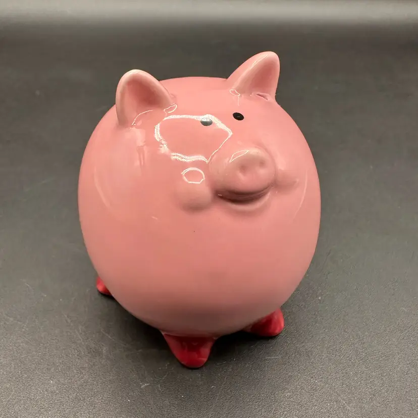 Adorable Pink Piggy Figure, Unmarked 3”T 3”W