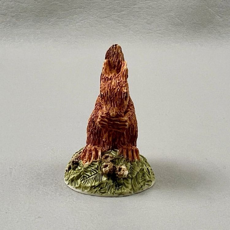 Brown Squirrel Resin 1.5" Figurine On Grass Chipmunk Eating Fluffy Tail