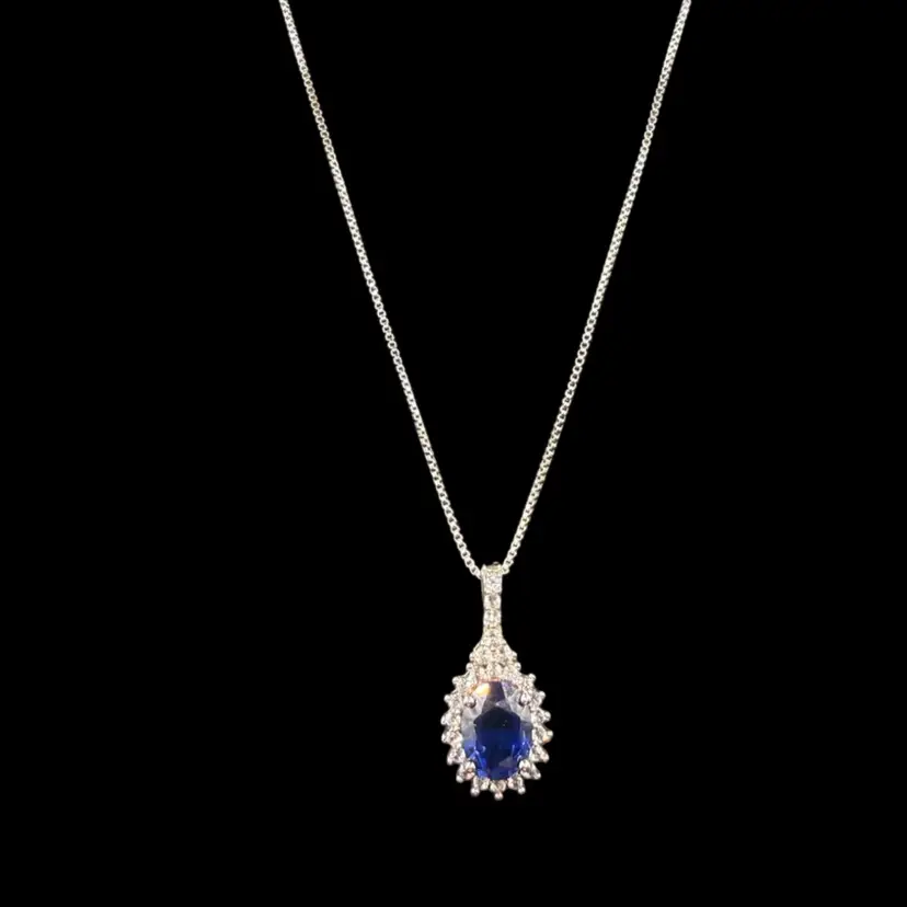 Sterling Silver, Sapphire And Topaz Necklace