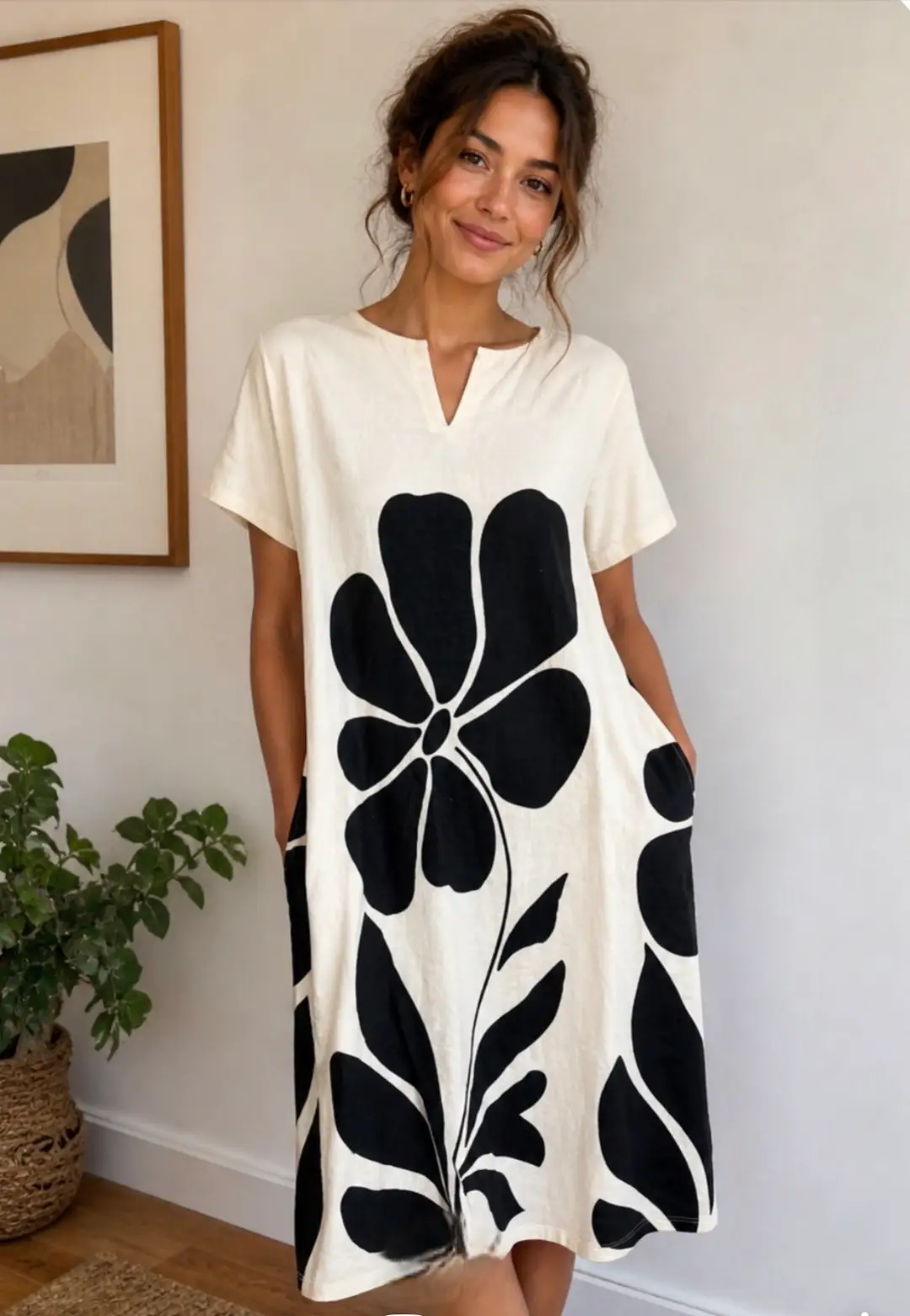 TERZO MILLENNIO Women's Linen Blend Dress