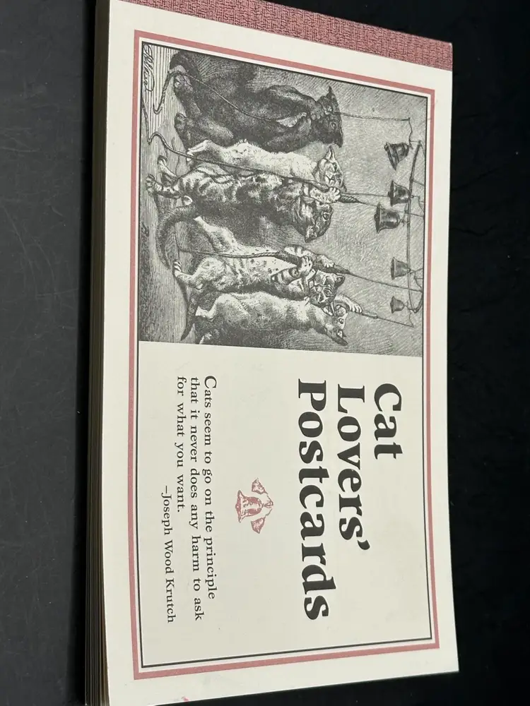 1991 Cat Lovers' Postcards Booklet 18 Cards Unused Drawings and Quote on Each