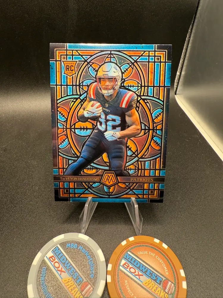 TreVeyon Henderson RC Stained Glass Case Hit 2025 Mosaic New England Patriots