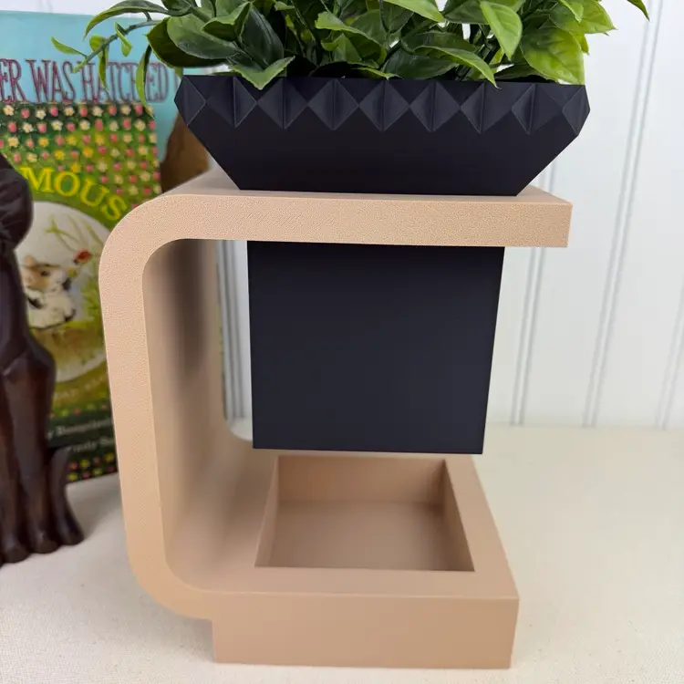The Daka Planter 02, Indoor Tabletop Planter, Flower Pot with Drainage Hole and Stand, Houseplants