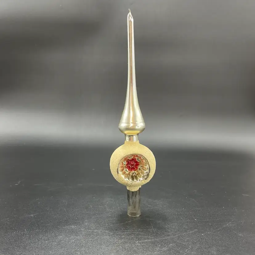 Hand Blown Mercury Glass Indented Finial Tree Topper Christmas