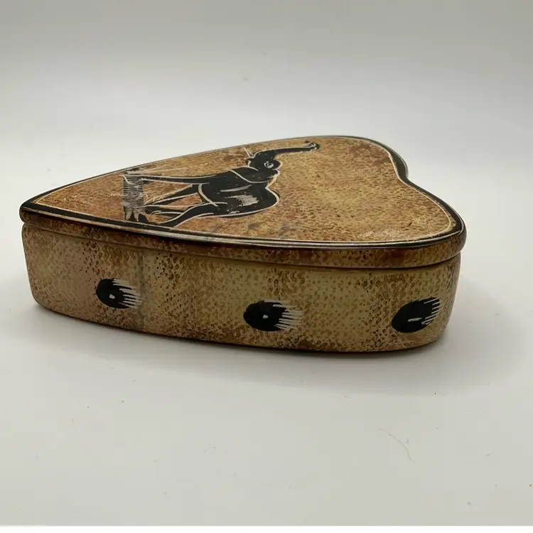Soapstone Heart Shaped Elephant Trinket Box