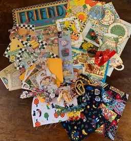 Mary Engelbreit Themed Junk Journal Ephemera Packet 50+ Items