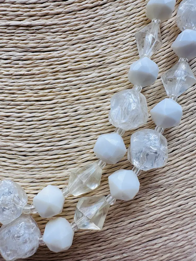Vintage Western Germany White Plastic Necklace