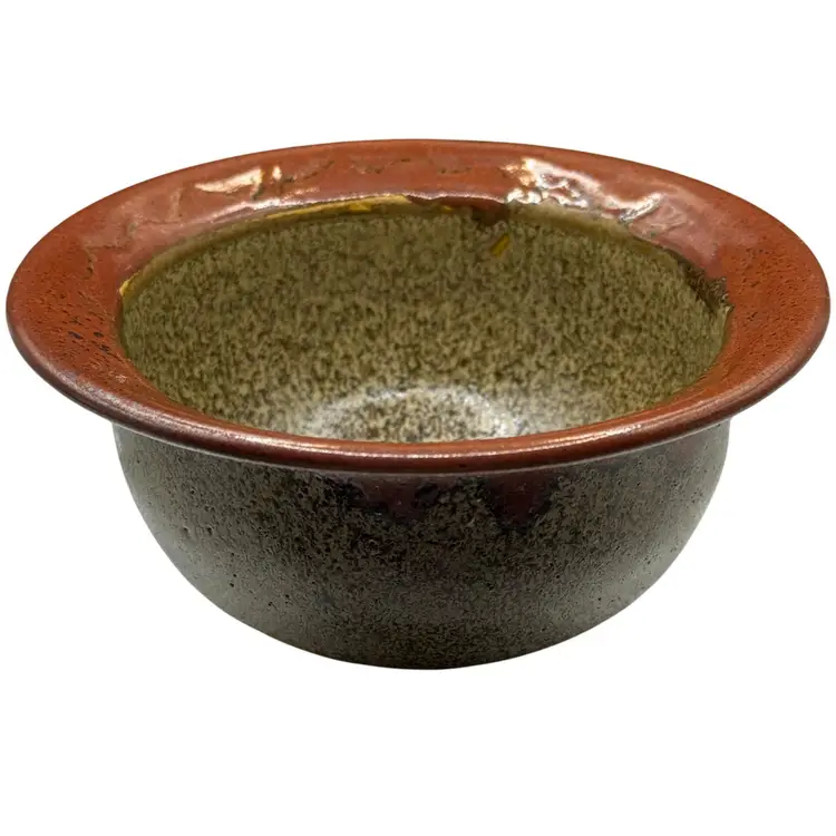 VTG Handmade Art Pottery Bowl Signed 1999 Earthy Brown & Red Glaze Rustic Decor