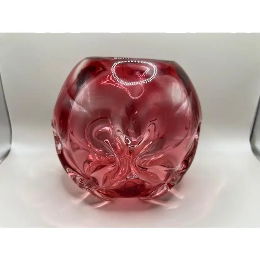 #01 - Vintage Cranberry Pink Art Glass Vase ~ Pinched Design ~ Measures 5.75 inches tall