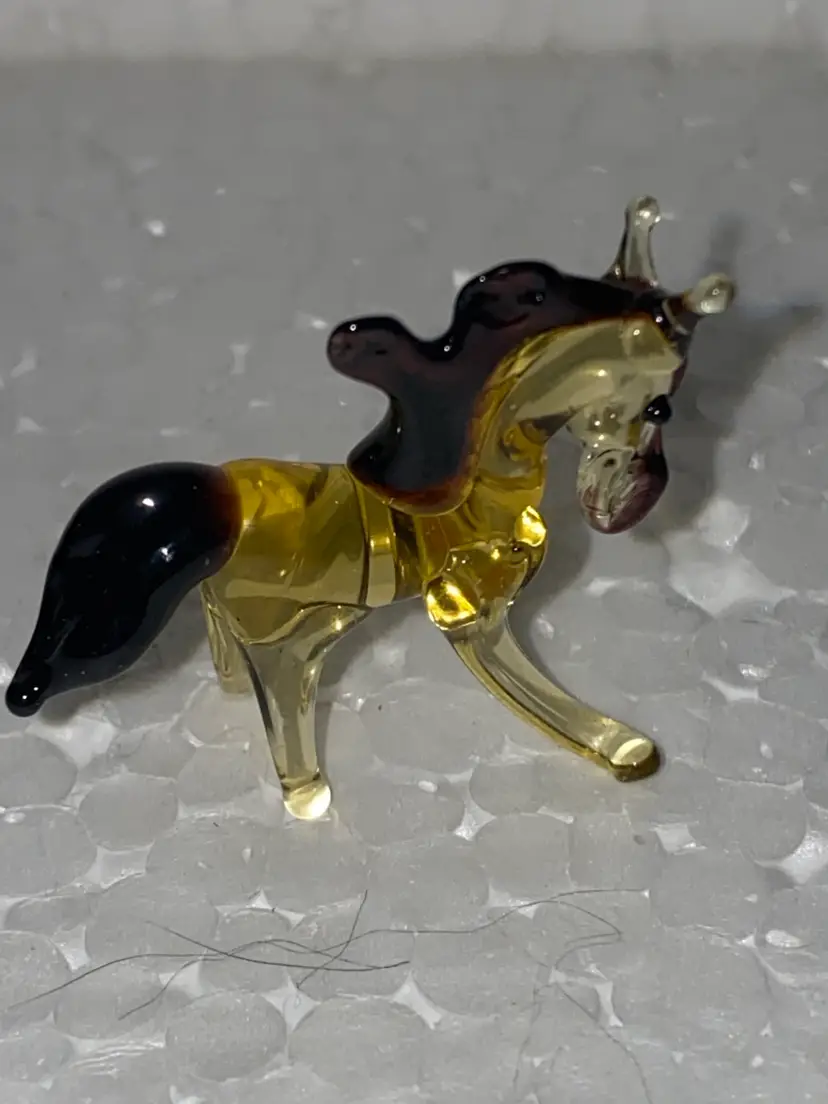 #01 25% Off In From Ukraine Miniature (1 To 1.5") Blown Glass  Amber And Black Cat Front And Back Photos (was $8)