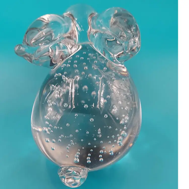 Art Glass Bunny Rabbit Figure / Paper Weight with Controlled Bubbles and Polished Bottom