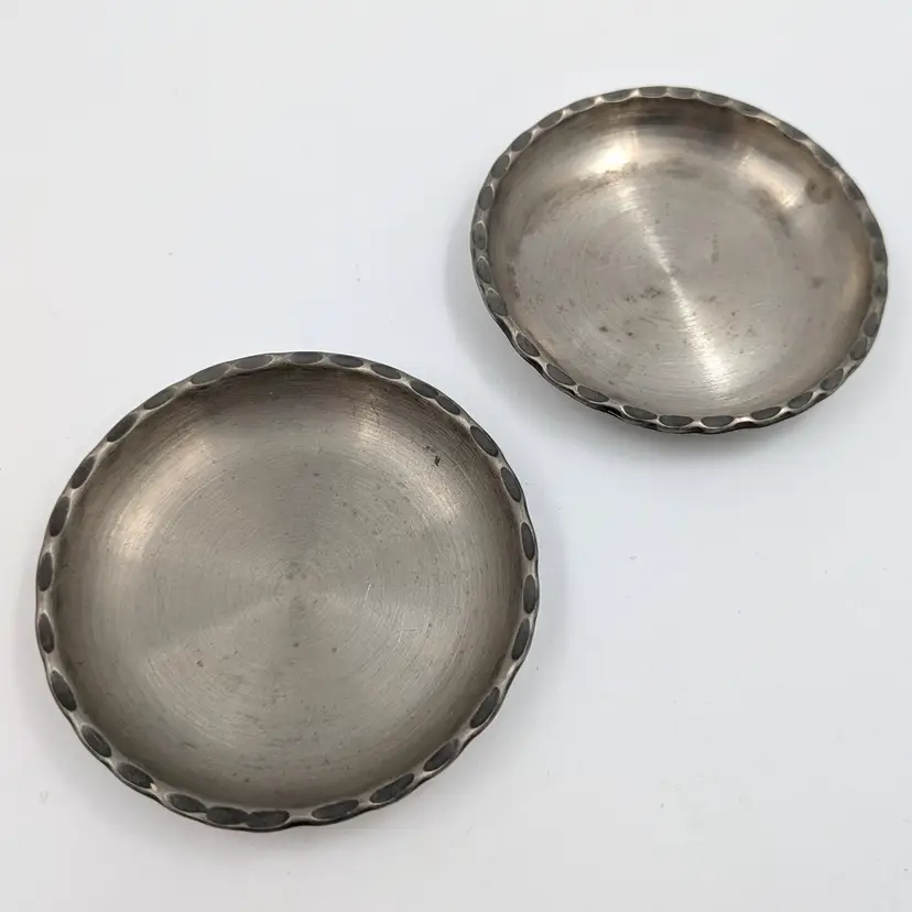 Vintage MCM Pewter Norge Tinn Trinket Dish Teabag Caddy Coaster Norway