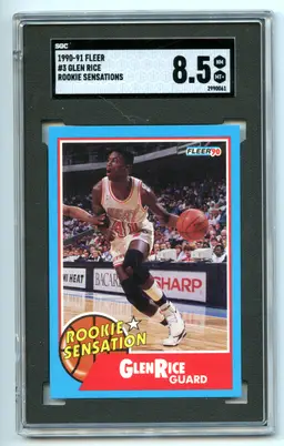 1990-91 Fleer Glen Rice Rookie Sensation SGC8.5 (San Antonio Spurs)