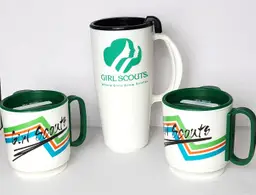 Vintage Girl Scouts Travel Coffee Mugs Cups With Lids Plastic 80s