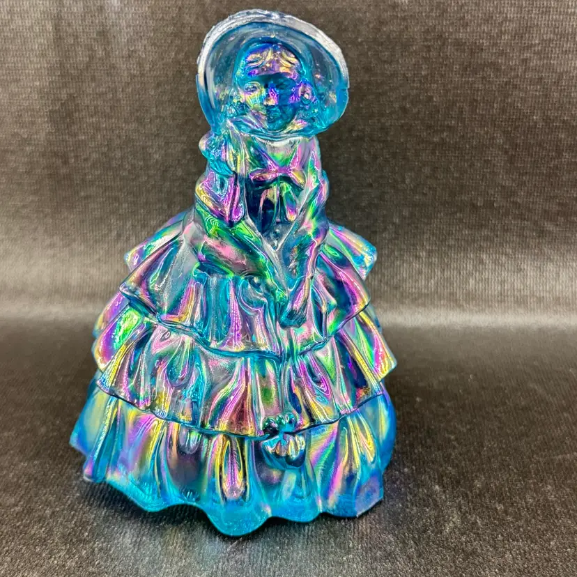 Wheaton Iridescent Blue Carnival Glass Southern Belle Figurine