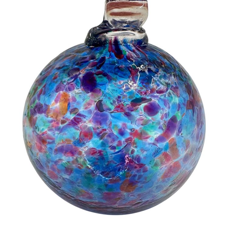 Hand Blown Studio Art Glass Christmas Ornament Ball Orb Blue Purple Pink Green