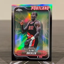 2024-25 Topps Chrome Basketball Clyde Drexler 9/10 Black Refractor SSP Portland Trailblazers