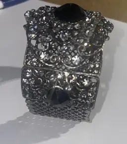 Vintage metal bracelet with stones, Victorian style