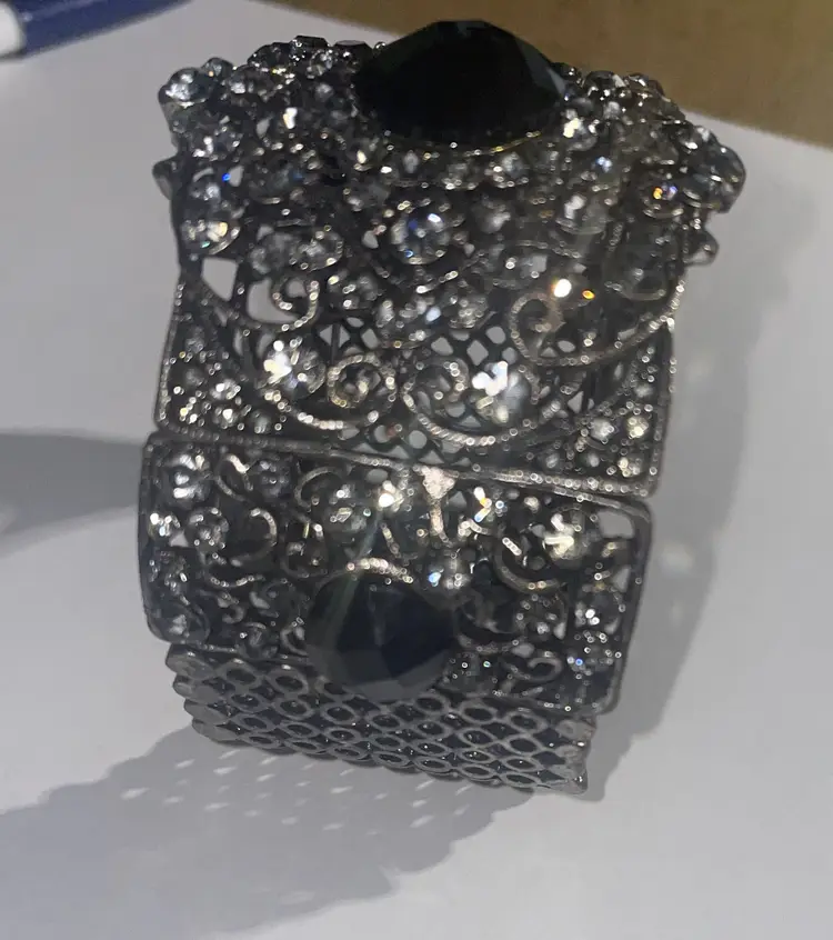 Vintage metal bracelet with stones, Victorian style