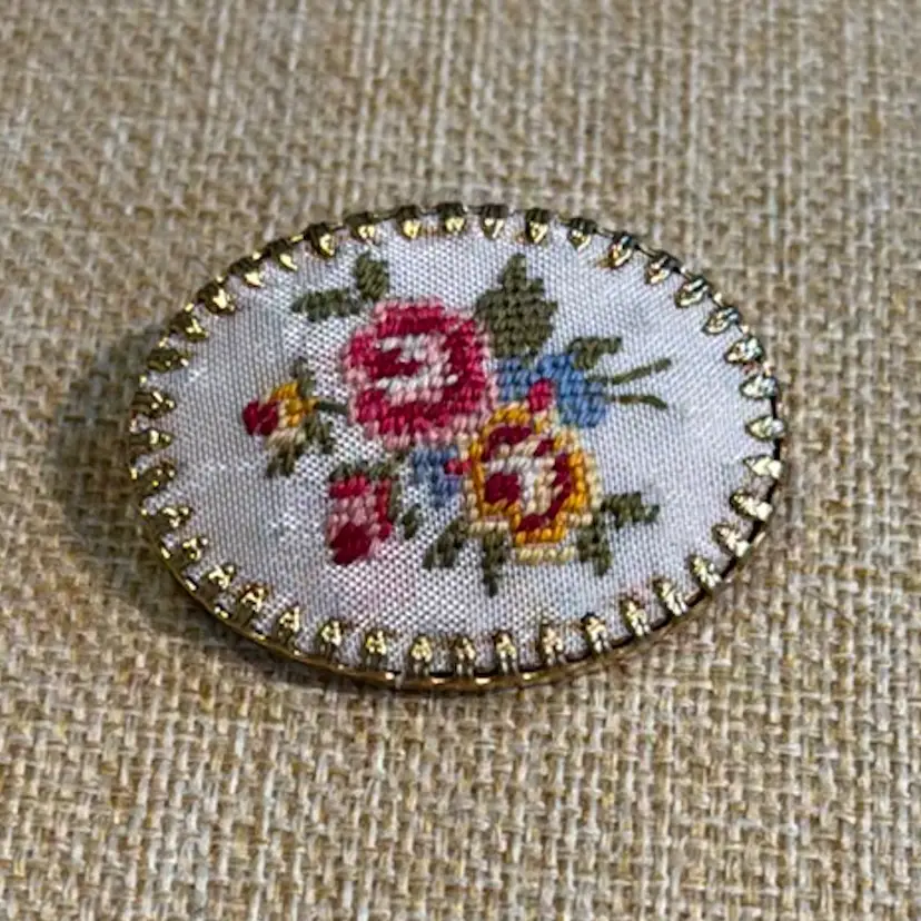Vintage Needlepoint Brooch
