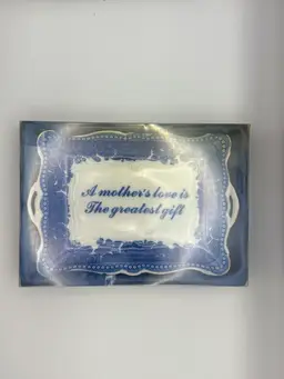 I. Godinger Blue And White Porcelain Trinket Dish - A Mother’s Love 7” X 4.5”