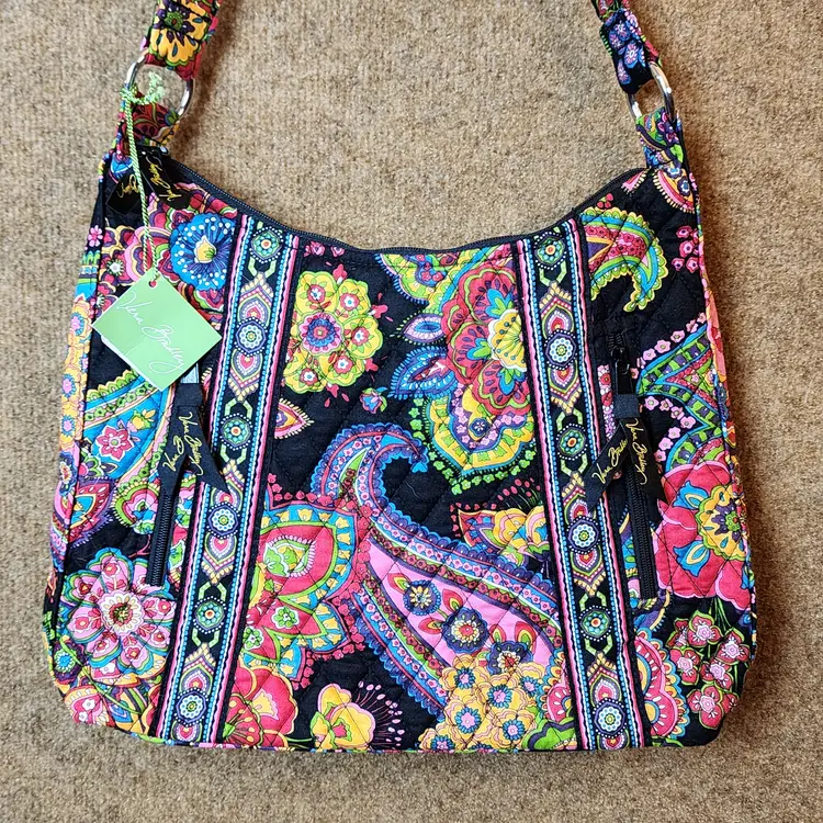 NWT Vera Bradley Symphony in Hue Hobo Handbag Purse Retired Strap Floral Paisley