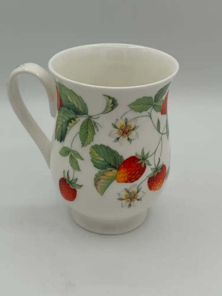 Roy Kirkham Alpine Strawberry Eleanor Mug Teacup Fine Bone China England 2000