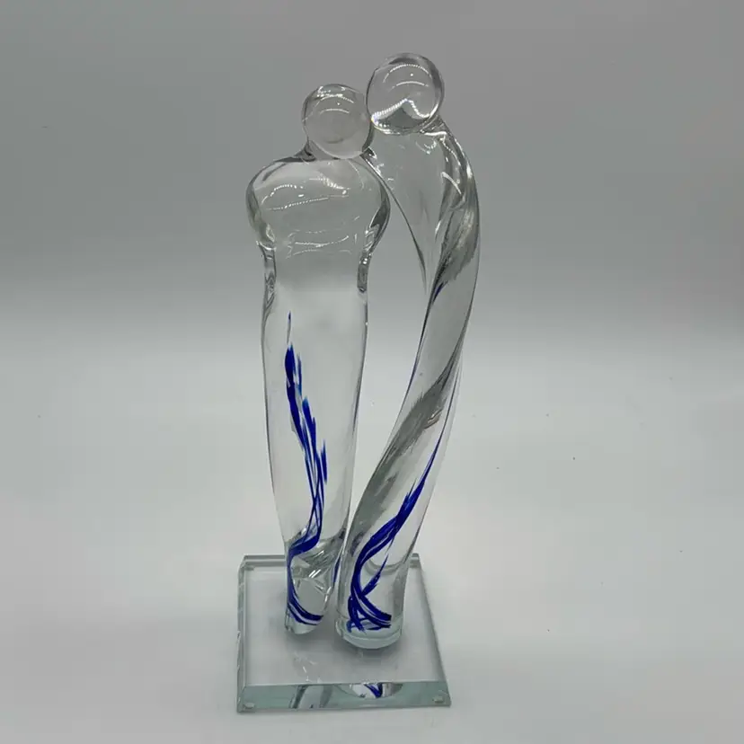 Sculpture Figurine Artist Signed Robert Petue Kramer Clear & Blue 14”H