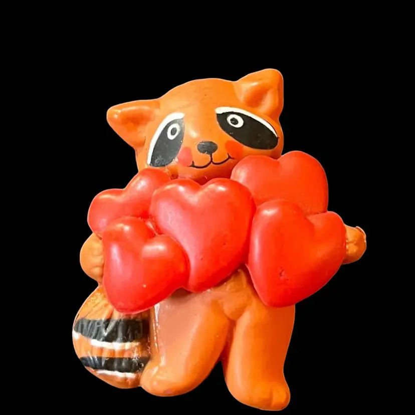 Vintage Raccoon Love Hearts Valentine’s Day Pin Brooch