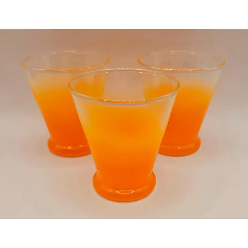 Set of 3 MCM Blendo Orange Frosted Juice Glasses