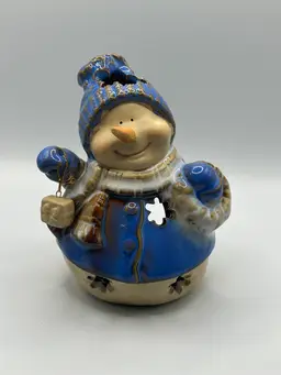 Ceramic Snowman Figurine Tea Light Holder