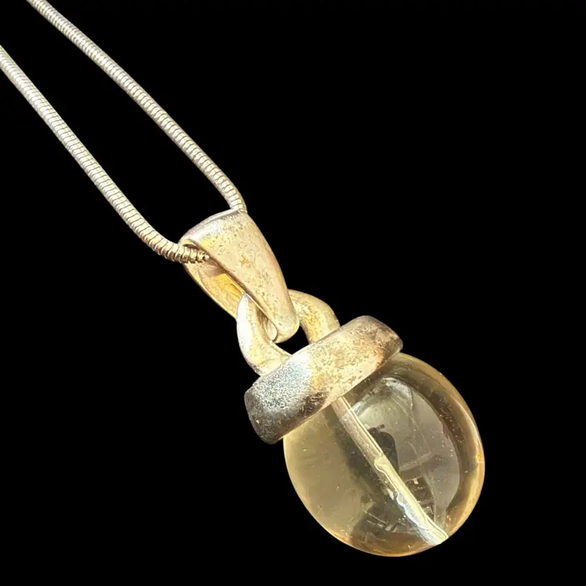 Givenchy Lucite Ball Silver Tone Necklace 28”