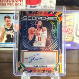 Trae Young 2024-25 Panini Obsidian Basketball Scorched Signatures/75
