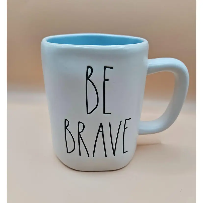 #01 - Rae Dunn "Be Brave" 16 oz Mug from the Artisan Collection, 5" tall x 5.5" wide with Handle