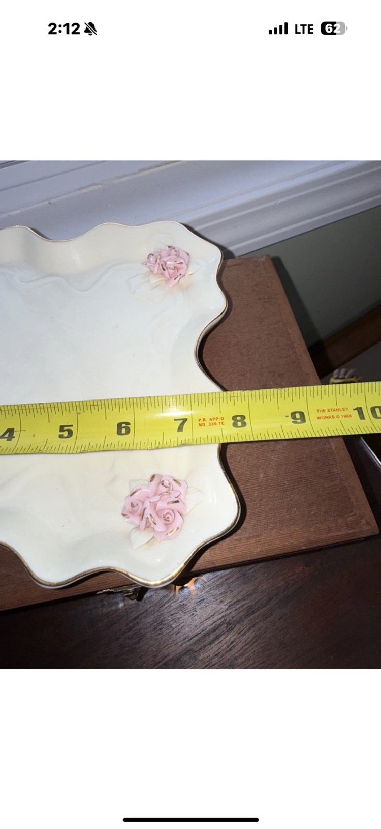 Vintage Cracker Barrel Porcelain Plate/tray Pink Roses Gold Trim English Cottage