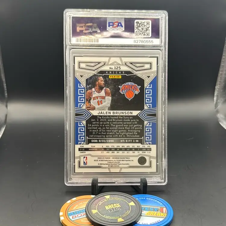 Jalen Brunson PSA 9 Electric Etch White Pulsar 2022 Obsidian New York Knicks