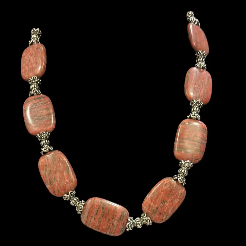 Vintage Chunky Red Jasper Natural Stone Necklace