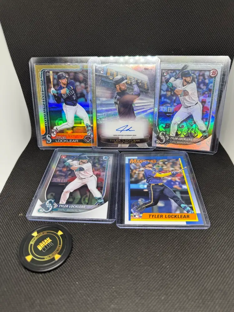 2025 Tyler Locklear RC Series 1 Gold /50, Finest Auto, Retro Fractor, Red Rookie Seattle Mariners