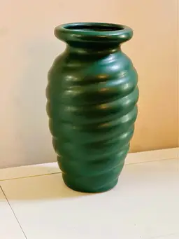 Vtg Forest Green Haeger Pottery Vase Bee Hive Swirl 1997 610-57