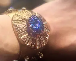 Antique Art Deco Starburst Stone Wide Cuff Brass Bracelet