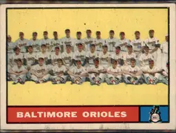 1961 Topps #159 Baltimore Orioles - (pk3) - Baltimore Orioles