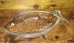 Vintage Pressed Glass Fish Serving or Trinket Dish