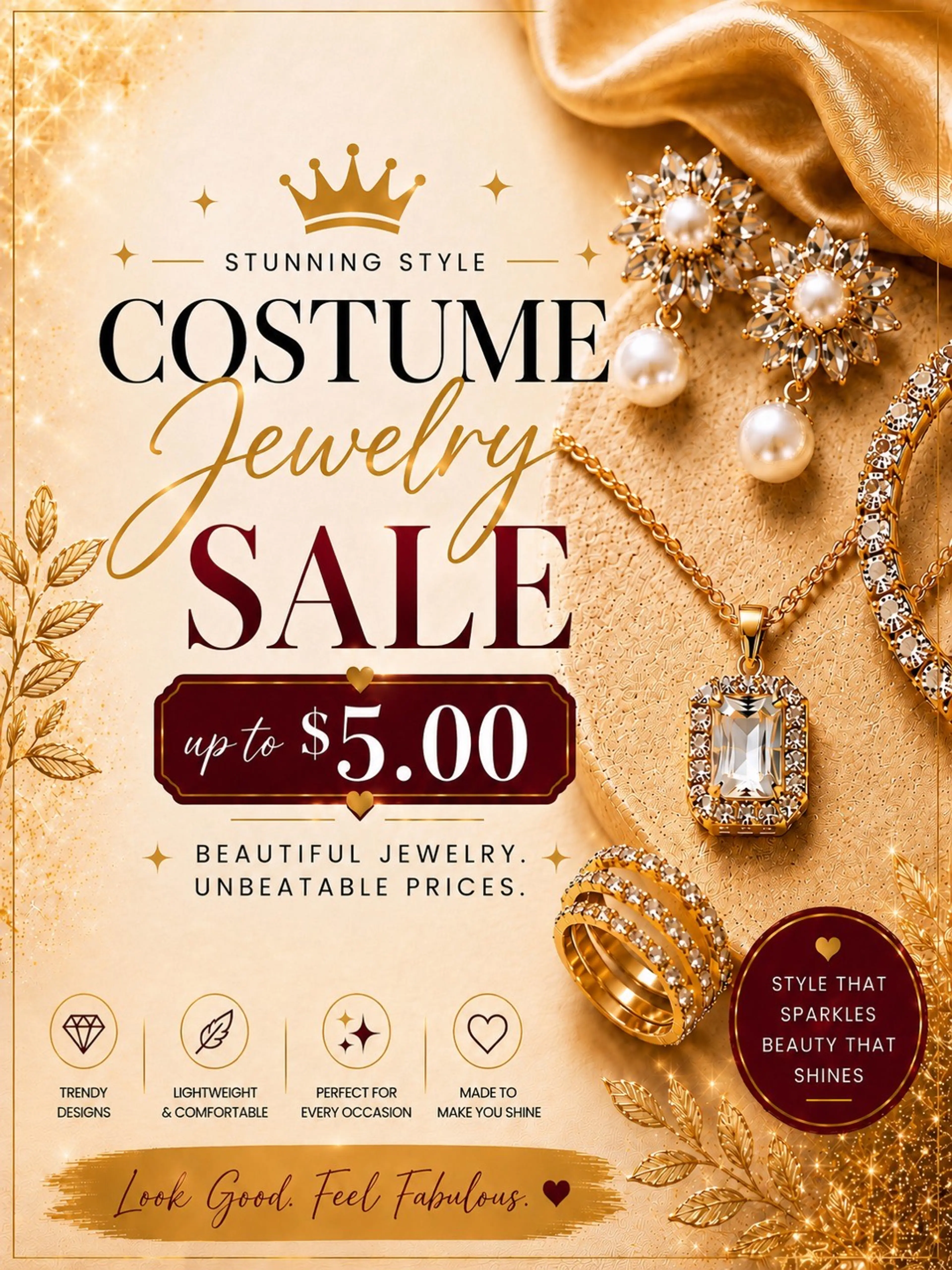 Necklaces, Bracelets, Brooches, Earrings 