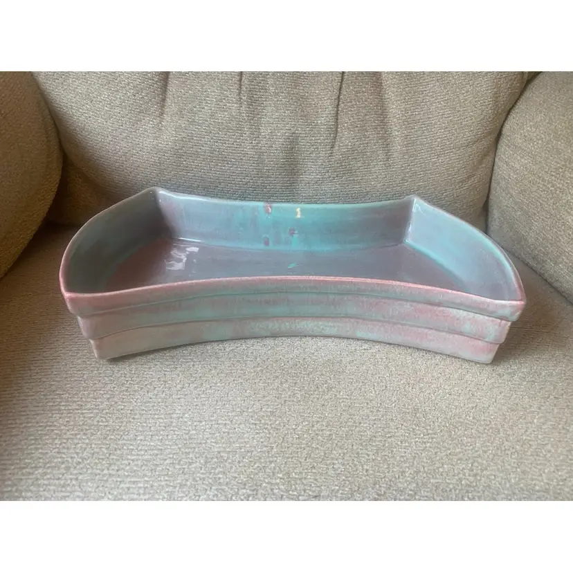 West Coast Pottery 522 Console Bowl In Pastel Green & Pink