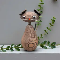 Vintage MCM Otagiri Cryptomeria Wood Bobblehead Kitty Cat
