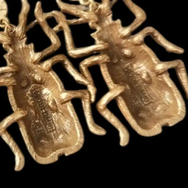 Heidi Daus Enameled Rhinestone Goldtone Brooch And Pierced Earrings